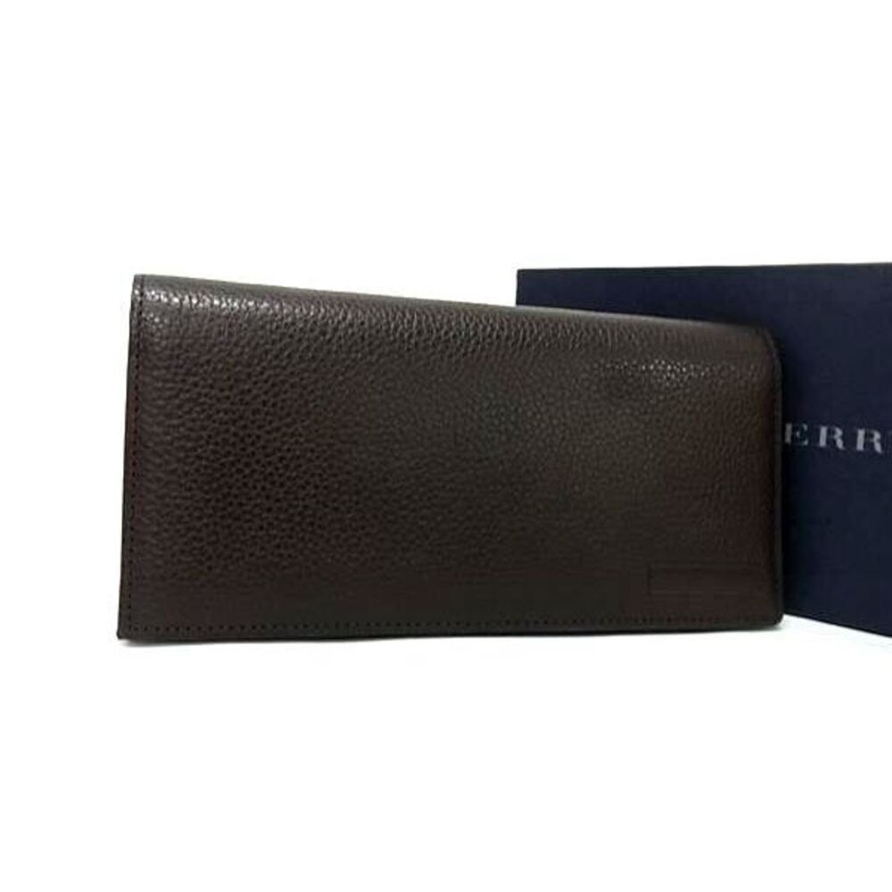 BURBERRY Leather Bi fold Long Wallet Billfold Wallet Brown